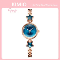 KIMIO Women Wristwatch Fashion Star Rhinestone Woman Watch Temperament Hexagon Dial Luxury Brand Quartz watches Ladies Bracelet