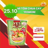 20% More Sausage - Box of 24 Cups of Yes Mom Spicy and Sour Shrimp Noodles 79.2Gr/Cup