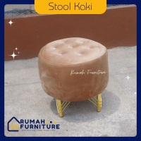 Stool Bulat Kaki Jaring / Stool Kancing / Sofa Aesthetic/ Sofa Minimalis/ Sofa aestetik/ Stool bench
