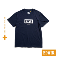 EDWIN 人氣復刻 橘標 冰河玉涼感LOGO短袖T恤-男-丈青色