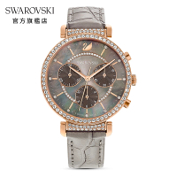 【SWAROVSKI 官方直營】PASSAGE CHRONO 玫金色石灰三眼手錶 交換禮物(Passage Chrono)