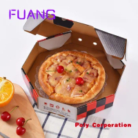 Custom Wholesale 12 Inch Food Grade Biodegradable Corrugated Black Kraft Paper Packaging round shaped pizza box
