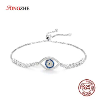 TONGZHE Fashion Tennis Bracelet Gods Eyes Sterling Silver Clear CZ Adjustable Charms Bracelets &amp; Bangles Jewelry KLTB016-1