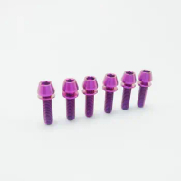 6pcs/lot Purple Titanium Ti M5x18mm for Bicycle Stem Allen Hex Tapered Head Bolt with Washer