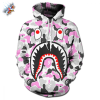 2023 newnew การ์ตูนการ์ตูน BAPE SHARK 3D พิมพ์ตลก hoodie ผู้ชายสนุก Hoodie แฟชั่น Casual pullover st