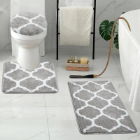 Yamata Keset Bulu Set 3 Pcs Motif Campur Murah Anti Slip Untuk Kamar Mandi Termasuk Keset Toilet Ber
