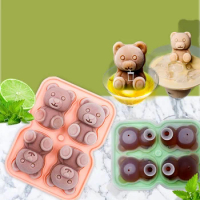 Teddy Bear Shaped Ice Cube Mold Silicone For Whiskey Big Ice Tray With Lid 2023 Kitchen Home Cool Summer