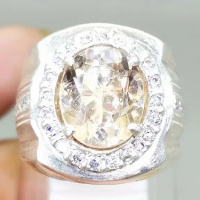 Batu Permata Yellowish Topaz Kuning Original Ring Perak