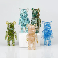 10cm Resin Violent Bear Ornament 150% Crystal Crushed Stone Bearbrick Crafts Unique Bear Model Trend Toy Desktop Home Decoration