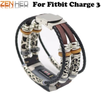 Retro Leather Strap Bracelet for Fitbit Charge 3 Band Replacement Watch Band for Fitbit Charge 5 Smart Watchband Accessories