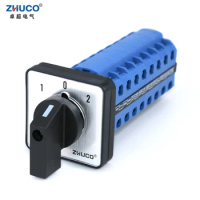 ZHUCO SZW26/LW26-20 3 Position 8 Phase 32 Terminals 20A Silver Contact Universal Rotary Changeover Switch 64X64 48X48 mm Panel