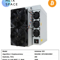 New Bitmain Antminer BTC BCH Miner Antminer S21 200T 3550W With PSU Best Bitcoin Miner Than Antminer S19 Pro S19 WhatsMiner M50
