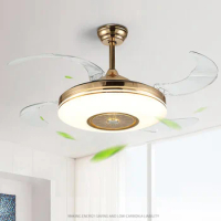 42 Inch LED Ceiling Fans with Warm, Daylight, Cool White Light Foldable Invisible Fan Ceiling Fans Lights