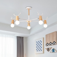 北歐風格個性創意鹿角鐵藝吊燈日式簡約現代原木客廳燈具餐廳燈