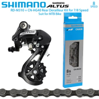 SHIMANO ALTUS RD-M310 Rear Derailleur Smart Cage with HG40 HYPERGLIDE 7/8s Speed Chain Suit for MTB Bike Original Bicycle Parts