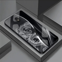For Samsung Galaxy J7 Pro Tempered Glass Phone Case - Dragon Pattern, Explosion & Shock Proof, Luxur