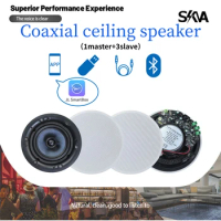 30W Bluetooth Ceiling Speaker Built-in Digital Power Amplifier 5.25'' Frameless Coaxial Ceiling Speaker with Magnetic Grill 4pcs