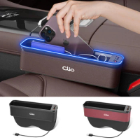 Car Interior LED 7-Color Atmosphere Light Sewn Chair Storage Box For Renault Clio Auto Universal USB Storage Box Accessories