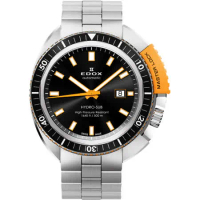 EDOX Hydro Sub 北極潛水500米機械腕錶-黑x橘/46mm E80301.3NOM.NIN