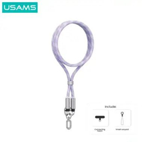USAMS SJ745 Kabel Data Fast Charging Type C to Type C 60W 2in1 With Lanyard Hp 120cm Ungu