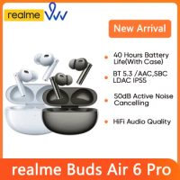 【World Premiere】 realme Buds Air 6 Pro True Earphone 50dB Deep Sea Noise Reduction 2.0 Bluetooth5.3 Air 5 Pro Wireless Headphone