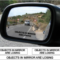 20pcs/lot wholesale OBJECTS IN MIRROR ARE LOSING Funny Laugh Rear View mirror vinyl decal sticker s2011