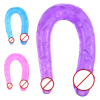Big Double Head Dildo Long Jelly Realistic Dildo Double Ended Dildo Flexible Penis for Women Masturbator Sex Toys for Lesbian