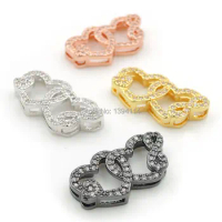 20*10*4mm Micro Pave Clear CZ Hearts Flat Beads With Infinity Symbol Fit For Making DIY Bracelets Or Necklaces Jewelry