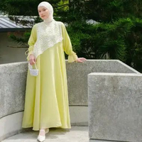 Eclemix Dress Calee | Gamis Wanita A-Line Broderie Floral | Raya Collection L Olive