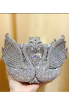 San Marco Tas Clutch Pesta Wanita Diamante Swan Shape Silver