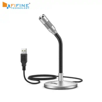 FIFINE Mini Gooseneck USB Microphone for Computer&amp;Laptop Plug&amp;Play Ideal for conference,Gaming,Streaming,Voiceover,Discord-K050S
