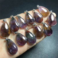 S925 Natural auralite 23 Teardrop Pendant Crystal Exquisite Girl Jewelry Healing Fengshui Stone Gift 1PCS