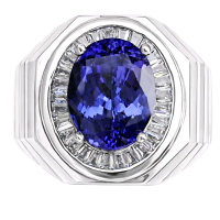 natural tanzanite 4.19ct ring silver micro setting handmade size 21 GRA lab