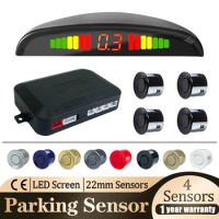 Car Parking Sensor Parking Kit LED Display 22mm 4 Sensors Backlight Reverse Backup Radar Monitoring System 8 Colors 12V
