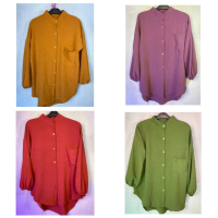 [BISA COD] YUNA BLOUSE CRINKLE - BAJU KEMEJA ATASAN WANITA JUMBO Polos Oversize Panjang Standar Airf
