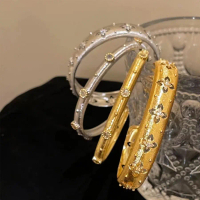 Brushed Bracelet Open Italian Weave Gold Bracelet Light Luxury High-Quality Texture Layered Wear Spa