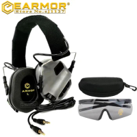 EARMOR Hunting Tactical Headphones &amp; Shooting Glasses Set Goggles Military Shooting Anti-Noise Earplugs Tactical Protection