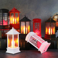2024 Halloween Christmas Decoration Candles Light Candlestick Lamp Vintage Hanging Light LED Lantern Holiday Party Decor Gifts