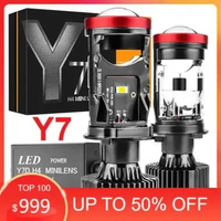 Mini Projie Y7D Lampu LED Super Terang Y11 H4 50/80/120/150watt Headlamp Lensa Proyektor Y7 Y7-D 120
