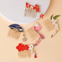 Genshin Impact Kamisato Ayaka Fan Shape Hair Comb Venti Flower Hair Ornaments For Women Clips Clamp Elegant Hair Accessories