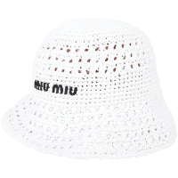 miu miu 字母刺繡編織漁夫帽(白色)