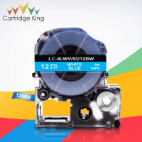 Label Tape SD12BW LC-4LWV White on Blue 12mm Printer Ribbon for Epson LW-300 LW-300L LW-C410 King Jim TepraPro Label Maker