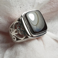 Batu yaman wulung model kotak ring perak pesanan ukir