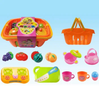 12pcs Cutting Play Food Toy For Kids Cutting Fruit Vegetables With Shopping Basket Kitchen Pretend Play Toys For Gifts 228D2