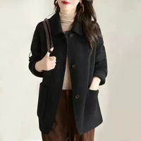 MND Jaket Long Coat Wanita Musim Dingin Korea / Blazer Tebal S-5XL S black Lining