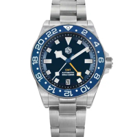 WATCHDIVES X San Martin 39mm Titanium GMT Watch NH34 Automatic Sapphire 30Bar Swiss BGW9 Luminous Ceramic Bezel Watch SN0121TC