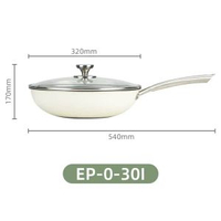 日本eporas八奈司0塗層鈦鍋 不黏鍋 電磁爐通用 家用炒鍋 輕身耐用- 白色 30cm 均碼