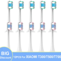 10/12pcs Replacement for XIAOMI T300/500/700 Brush Heads Sonic Electric Toothbrush DuPont Soft Bristle Nozzles Vacuum Packaging