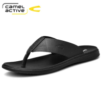 Camel Active 2022 New Leather Mens Flip Flops Comfortable Slippers Summer Sandals Men Shoes Breathable Flats Pantuflas Hombre