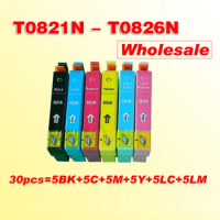 wholesale 30pcs T0821N-T0826N ink cartridge compatible for TX700W/TX800FW/R270/R390/RX590/R290/RX610/RX690/1410/TX650/T50